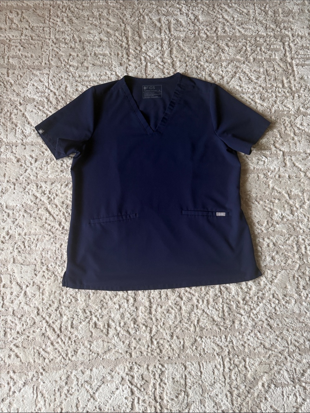 Figs Navy V-Neck Short Sleeve Scrub Top